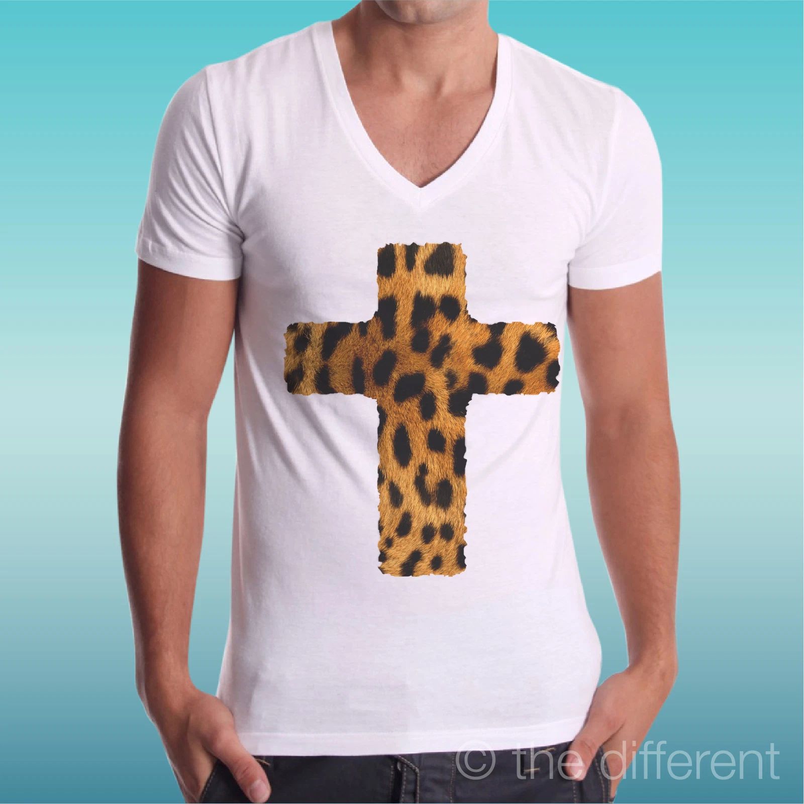 T-shirt Man V Neck " Cross Leopard Cross " Gift Idea Road To Happiness Unisex T-shirt, Sweatshirt, Hoodie, Long Sleeve Tee - T-Shirt, Sweatshirt, Hoodie