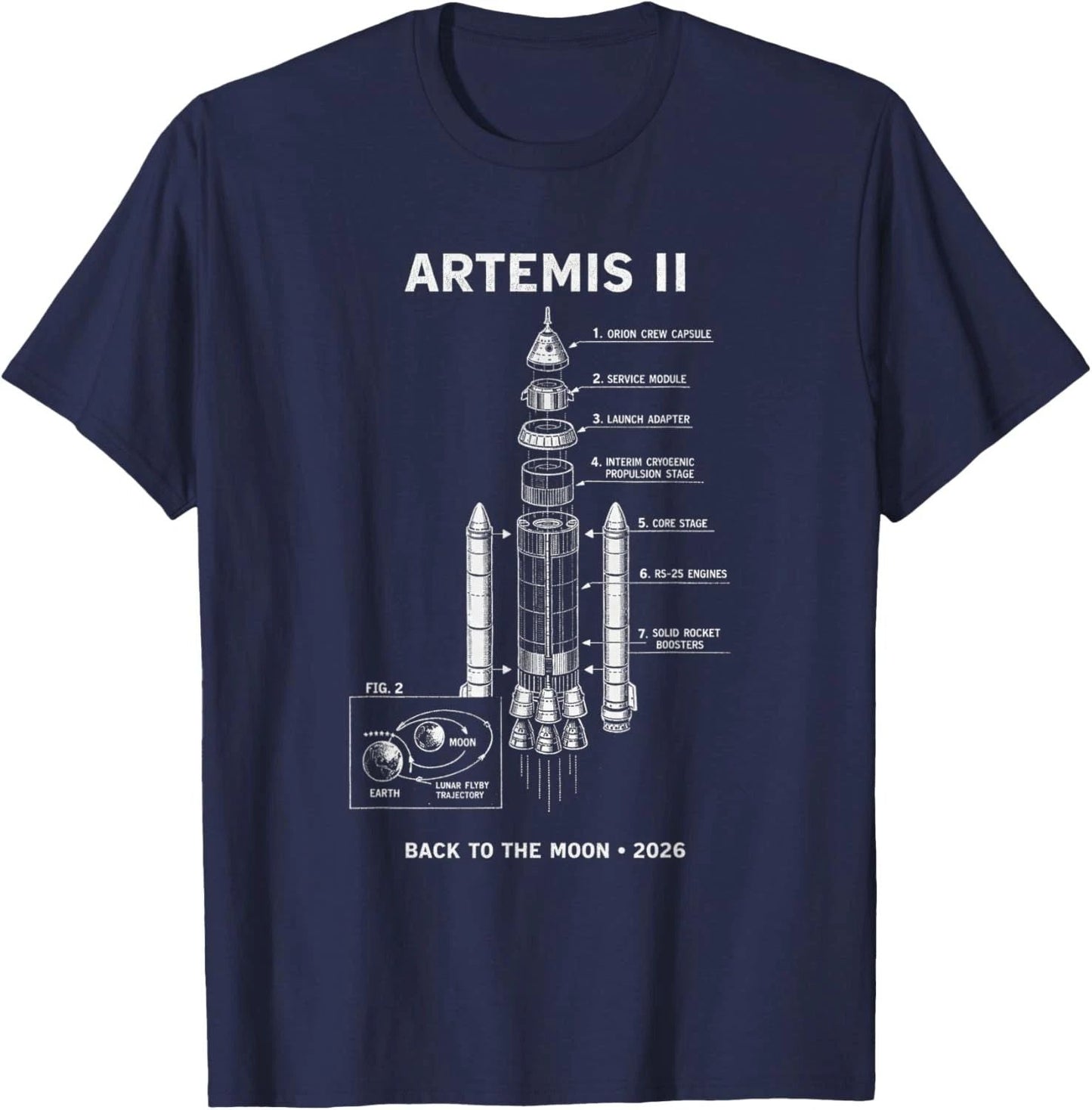 Blueprint Space Rocket Launch Mission to The Moon Artemis 2 Unisex T-Shirt Unisex T-shirt, Sweatshirt, Hoodie, Long Sleeve Tee - T-Shirt, Sweatshirt, Hoodie