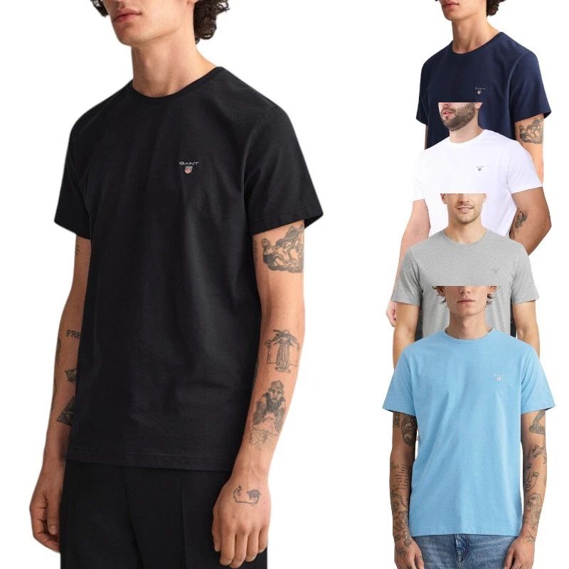 GANT Mens Crew Neck T Shirts Regular Fit Cotton Top Summer Navy Casual Tee M-3XL Unisex T-shirt, Sweatshirt, Hoodie, Long Sleeve Tee - T-Shirt, Sweatshirt, Hoodie