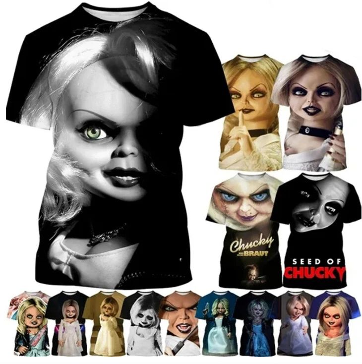 Horror Movie Bride Of Chucky 3D Print Women Men Short Sleeve T-shirt Tops Casual Unisex T-shirt, Sweatshirt, Hoodie, Long Sleeve Tee - T-Shirt, Sweatshirt, Hoodie