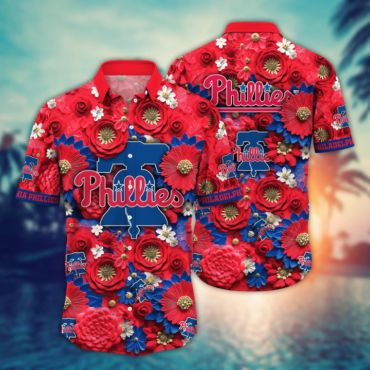 Philadelphia Phillies Floral Bloom Hawaiian Shirt Unisex T-shirt, Sweatshirt, Hoodie, Long Sleeve Tee - T-Shirt, Sweatshirt, Hoodie
