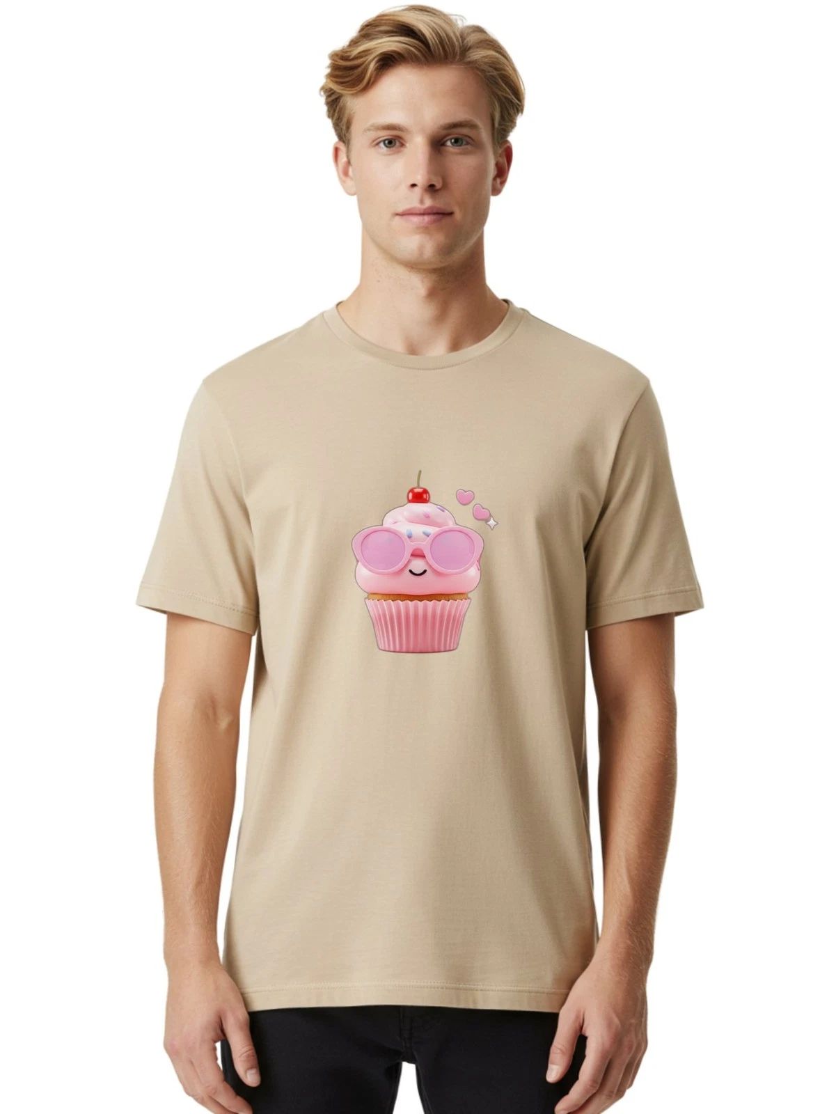 Cupcake-With-Sunglasses-2 Mens Graphic Tee, 100% Cotton, Casual Summer Wear Unisex T-shirt, Sweatshirt, Hoodie, Long Sleeve Tee - T-Shirt, Sweatshirt, Hoodie