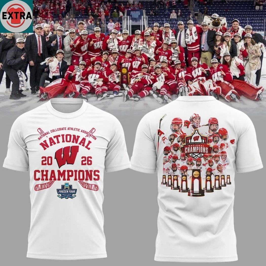 Wisconsin Badgers NCAA Hockey National Champions 2026 Logo Two Sided Hoodie Shirts Unisex T-shirt, Sweatshirt, Hoodie, Long Sleeve Tee - T-Shirt, Sweatshirt, Hoodie
