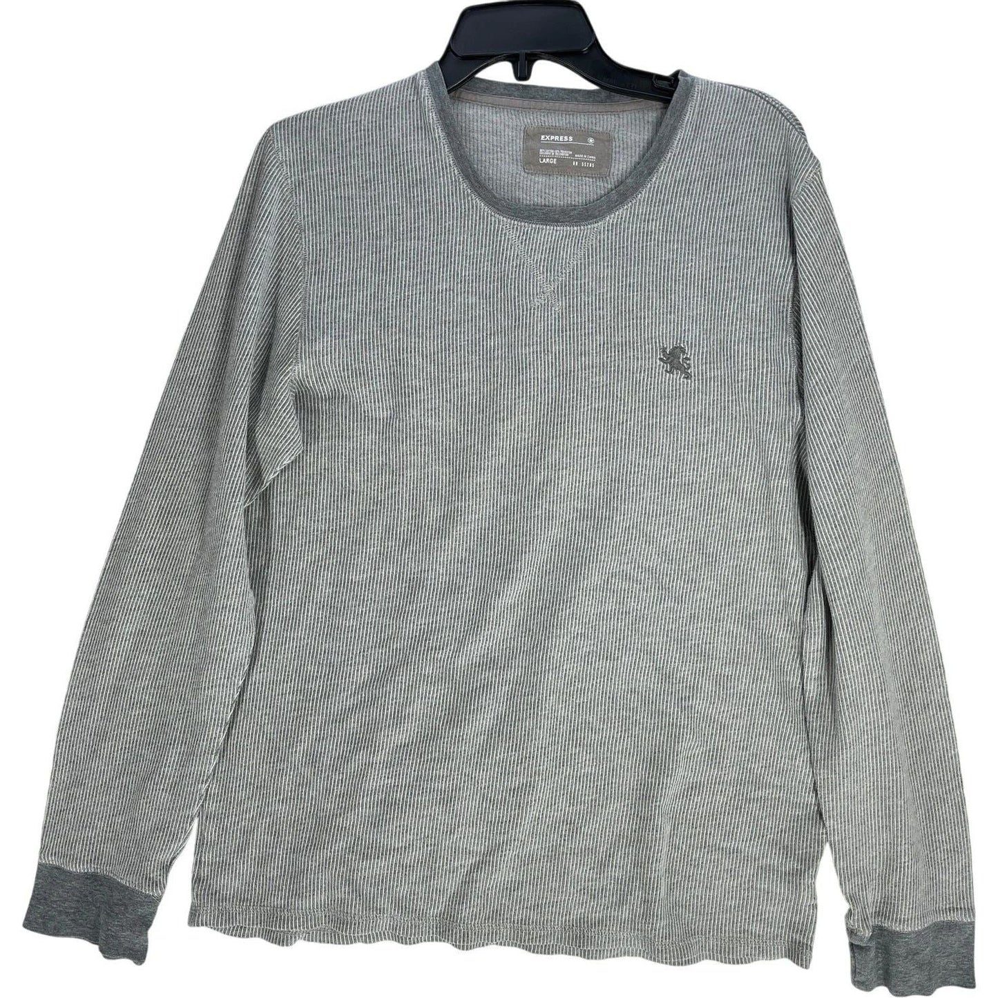 Express Shirt Mens Size L Gray White Long Sleeve Crew Neck Casual Preppy Y2K Unisex T-shirt, Sweatshirt, Hoodie, Long Sleeve Tee - T-Shirt, Sweatshirt, Hoodie