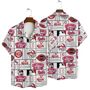 Cincinnati Reds Baseball Icons Hawaiian Shirt Unisex T-shirt, Sweatshirt, Hoodie, Long Sleeve Tee - T-Shirt, Sweatshirt, Hoodie