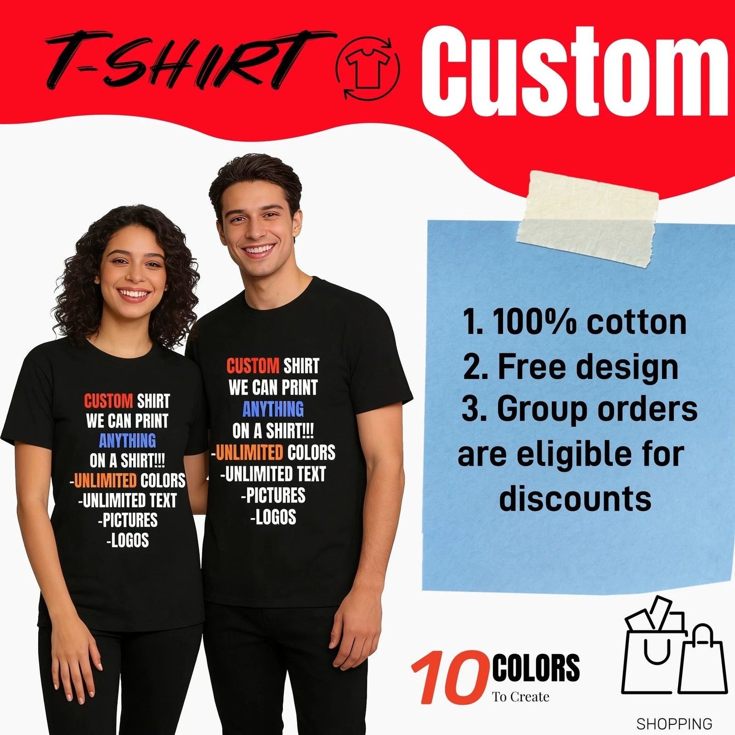 Custom Adult T-Shirt - Front & Back Print with Your Image - Personalized Design Unisex T-shirt, Sweatshirt, Hoodie, Long Sleeve Tee - T-Shirt, Sweatshirt, Hoodie