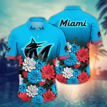 Miami Marlins Floral Fade Hawaiian Shirt Unisex T-shirt, Sweatshirt, Hoodie, Long Sleeve Tee - T-Shirt, Sweatshirt, Hoodie
