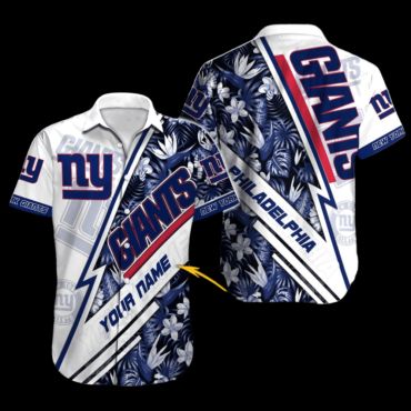 Personalized New York Giants Floral Blitz Hawaiian Shirt Unisex T-shirt, Sweatshirt, Hoodie, Long Sleeve Tee - T-Shirt, Sweatshirt, Hoodie