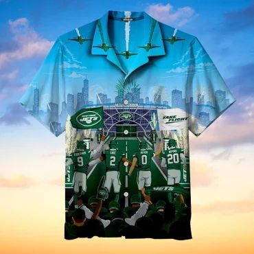 New York Jets Skyline Victory Hawaiian Shirt Unisex T-shirt, Sweatshirt, Hoodie, Long Sleeve Tee - T-Shirt, Sweatshirt, Hoodie