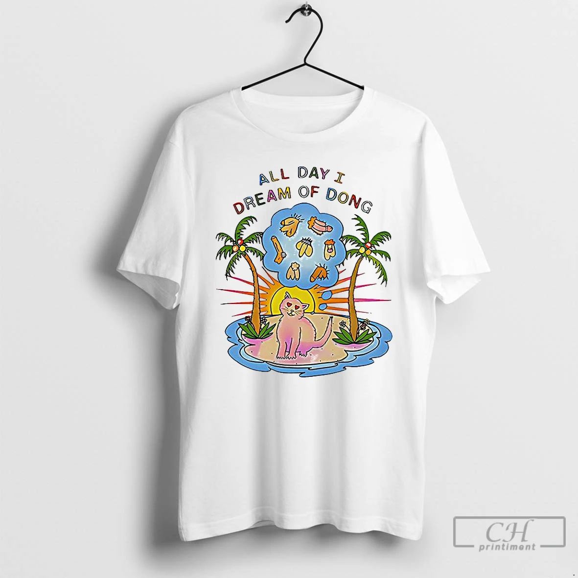 Premium Cat On Desert Island All Day I Dream Of Dong T Shirts Unisex T-shirt, Sweatshirt, Hoodie, Long Sleeve Tee - T-Shirt, Sweatshirt, Hoodie