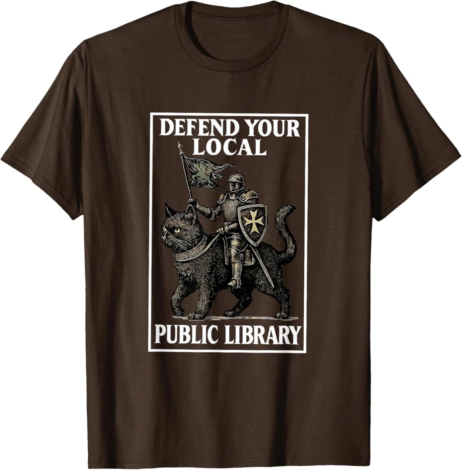 Defend Your Local Public Library Funny Knight Cat Unisex T-Shirt Unisex T-shirt, Sweatshirt, Hoodie, Long Sleeve Tee - T-Shirt, Sweatshirt, Hoodie