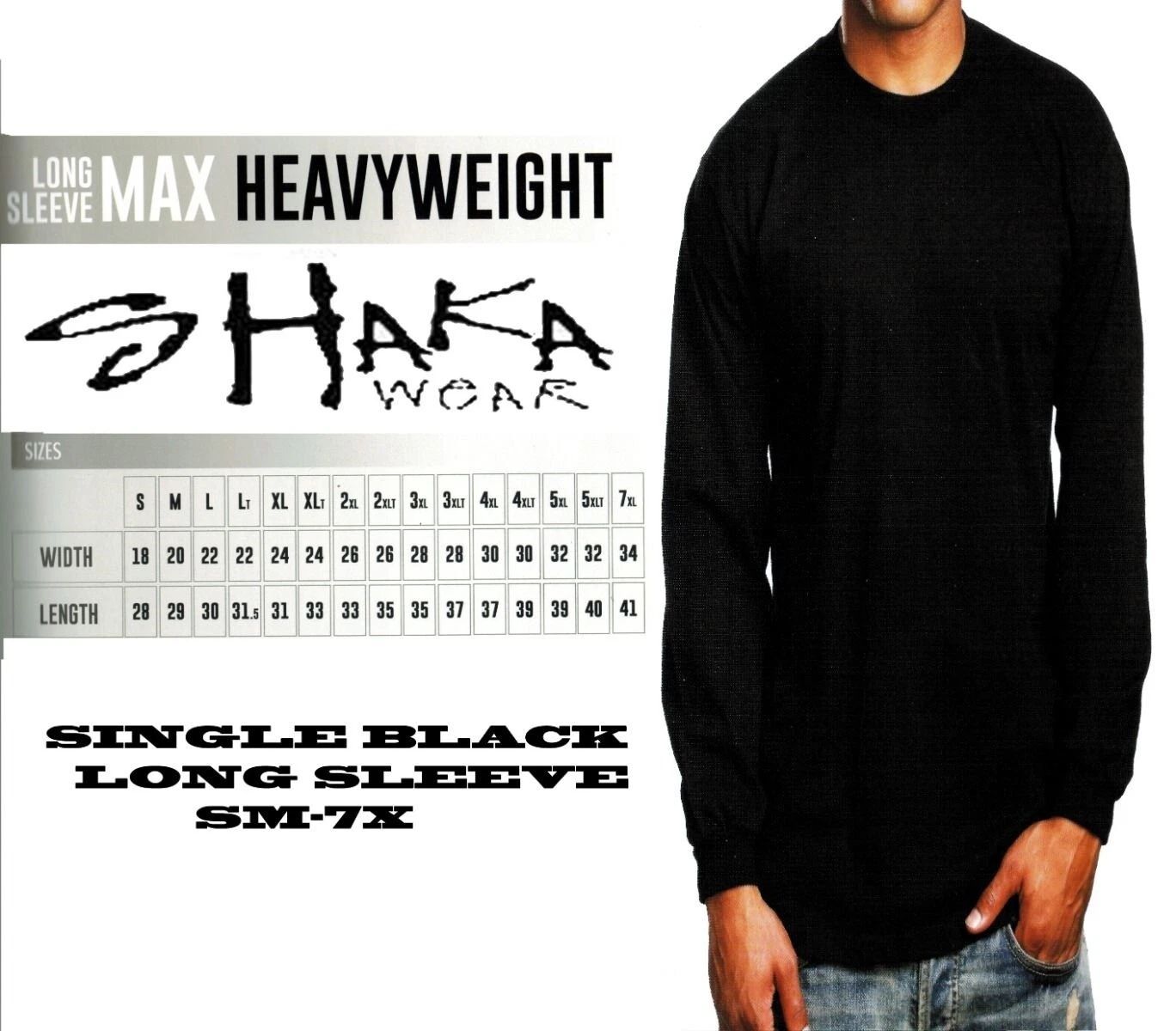 Shaka Wear Mens Max Heavyweight Long Sleeve T-shirt Black Basic Plain SM-7X Unisex T-shirt, Sweatshirt, Hoodie, Long Sleeve Tee - T-Shirt, Sweatshirt, Hoodie