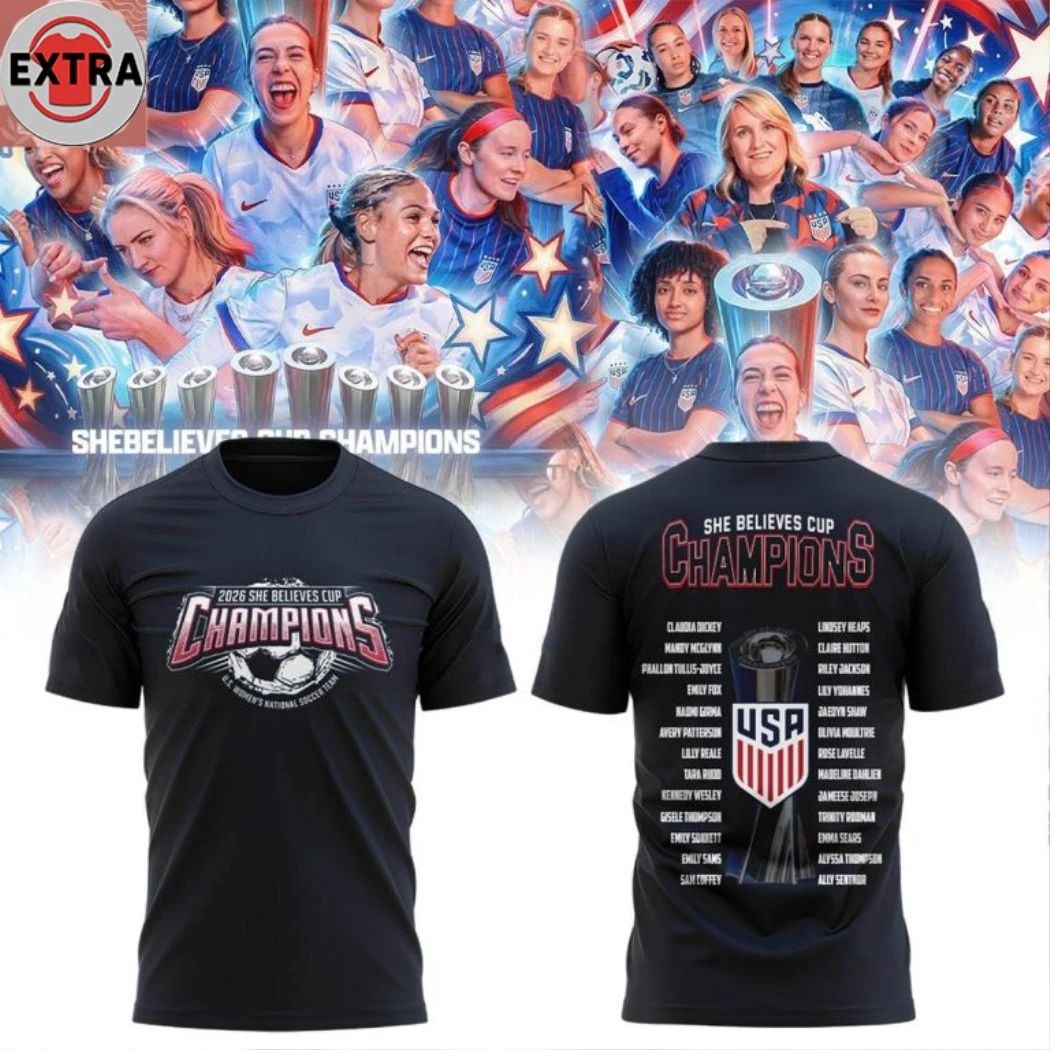 U.S. Womens National Soccer Team x She Believes Cup Champions 2026 All Player Logo Two Sided Shirt - T-Shirt, Sweatshirt, Hoodie