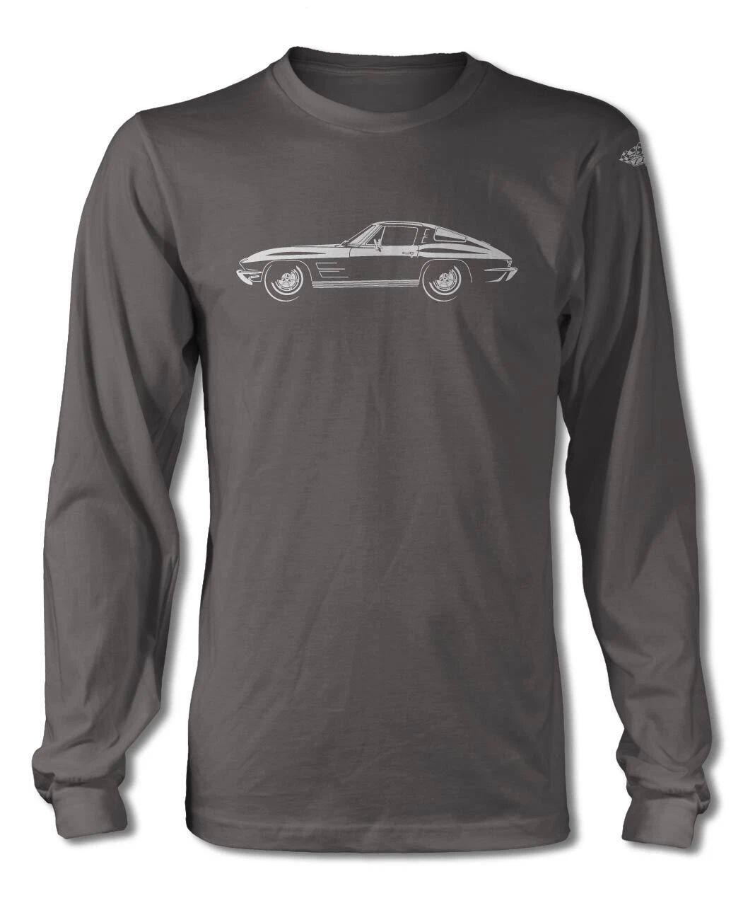 1963 Chevrolet Corvette Sting Ray Split Window C2 T-Shirt - Long Sleeves - Side Unisex T-shirt, Sweatshirt, Hoodie, Long Sleeve Tee - T-Shirt, Sweatshirt, Hoodie