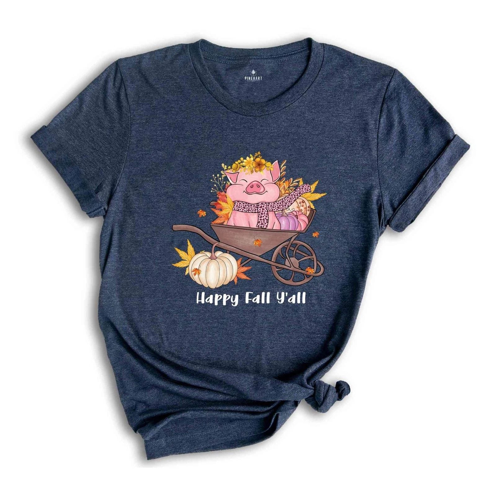 Happy Fall Y'all Shirt, Fall Season Shirt, Cute Pig Shirt, Hello Fall, Pumpkin S Unisex T-shirt, Sweatshirt, Hoodie, Long Sleeve Tee - T-Shirt, Sweatshirt, Hoodie
