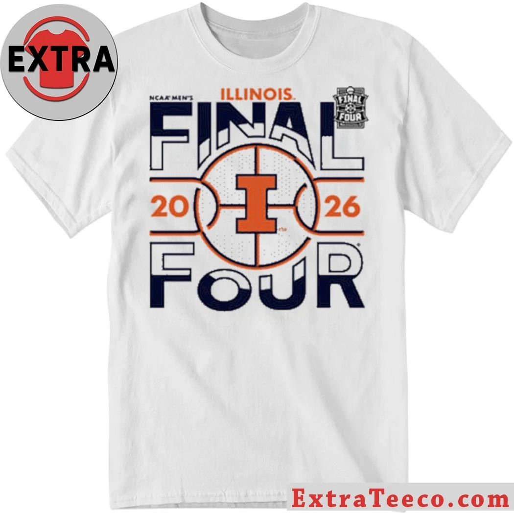 Blue 84 Illinois Fighting Illini White 2026 Mens Basketball Final Four Logo T-Shirt- Top-Rated Gift for College Basketball Lovers - T-Shirt, Sweatshirt, Hoodie