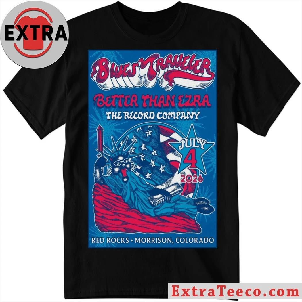 Blues Traveler Morrison, CO July 4 2026 Red Rocks Amphitheatre Tour Poster Shirt Unisex T-shirt, Sweatshirt, Hoodie, Long Sleeve Tee - T-Shirt, Sweatshirt, Hoodie