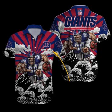 Personalized New York Giants Rising Waves Hawaiian Shirt Unisex T-shirt, Sweatshirt, Hoodie, Long Sleeve Tee - T-Shirt, Sweatshirt, Hoodie