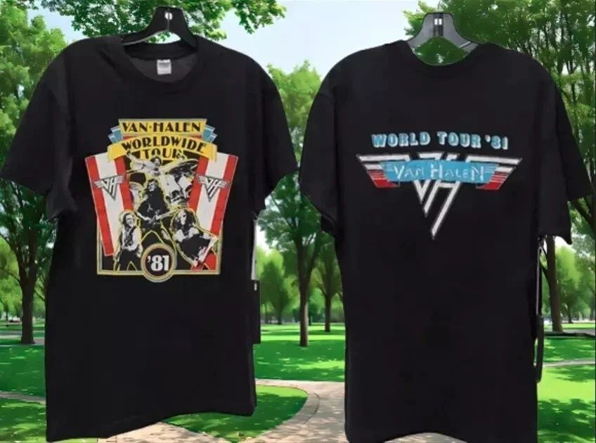 Van Halen Vintage Tour T-Shirt 1981 World 1984 Concert Band Tee 90s Rock Unisex T-shirt, Sweatshirt, Hoodie, Long Sleeve Tee - T-Shirt, Sweatshirt, Hoodie