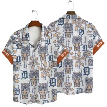 Detroit Tigers Tiki Floral Hawaiian Shirt Unisex T-shirt, Sweatshirt, Hoodie, Long Sleeve Tee - T-Shirt, Sweatshirt, Hoodie