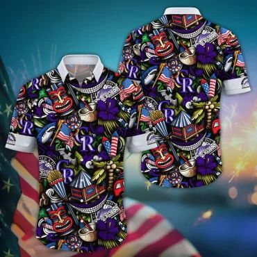 Colorado Rockies Festive Tiki Hawaiian Shirt Unisex T-shirt, Sweatshirt, Hoodie, Long Sleeve Tee - T-Shirt, Sweatshirt, Hoodie