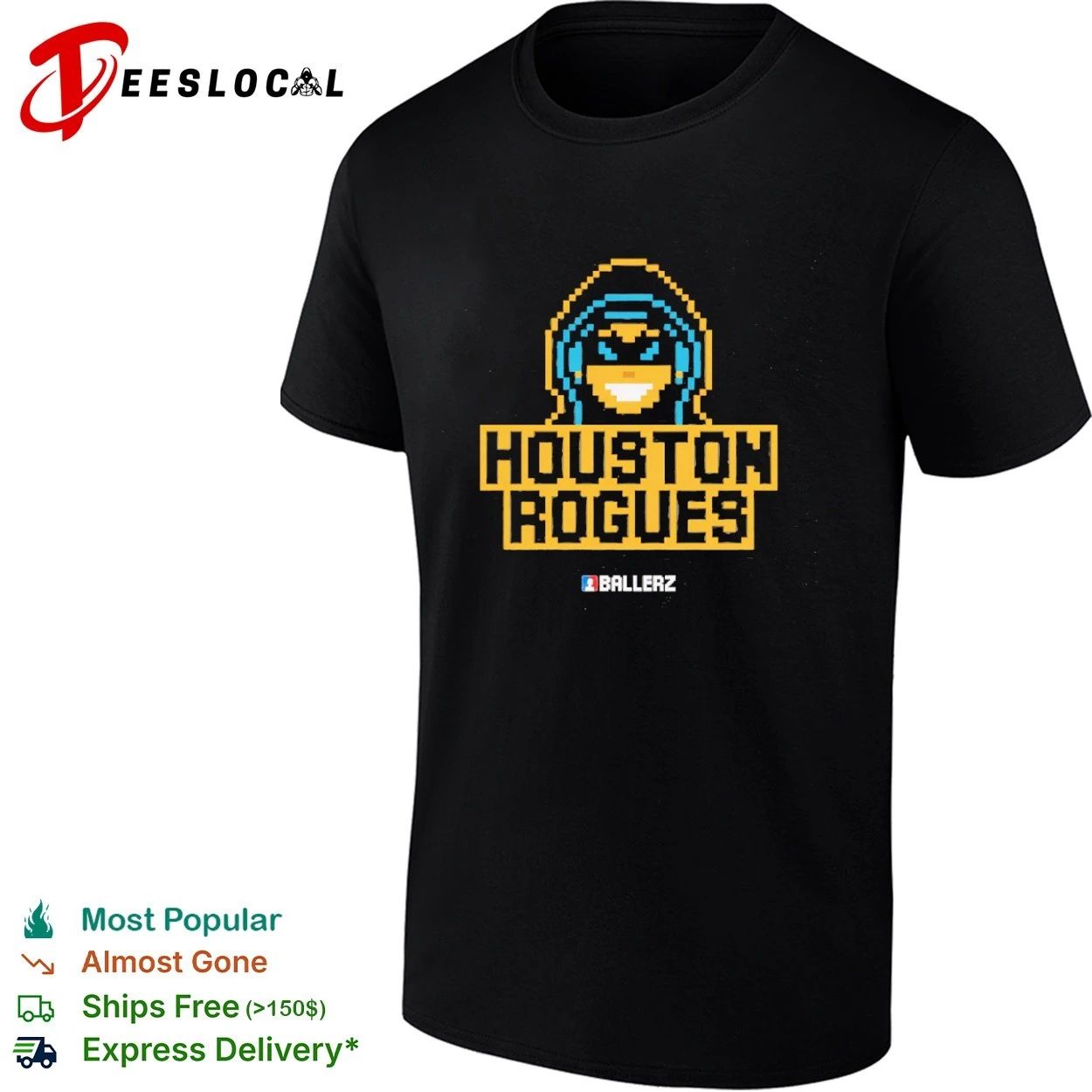 Houston Rogues Ballerz Pixel Art Gaming T-shirt Unisex T-shirt, Sweatshirt, Hoodie, Long Sleeve Tee - T-Shirt, Sweatshirt, Hoodie
