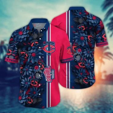 Minnesota Twins Floral Stripe Hawaiian Shirt Unisex T-shirt, Sweatshirt, Hoodie, Long Sleeve Tee - T-Shirt, Sweatshirt, Hoodie