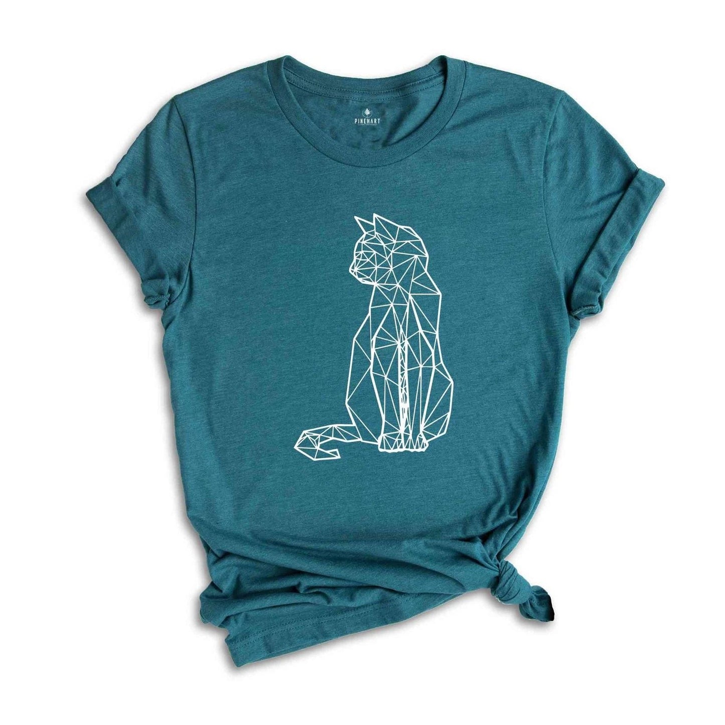 Geometric Cat Shirt, Standing Cat Shirt, Cute Colorful Cat Drawing Tee, Sitting Unisex T-shirt, Sweatshirt, Hoodie, Long Sleeve Tee - T-Shirt, Sweatshirt, Hoodie