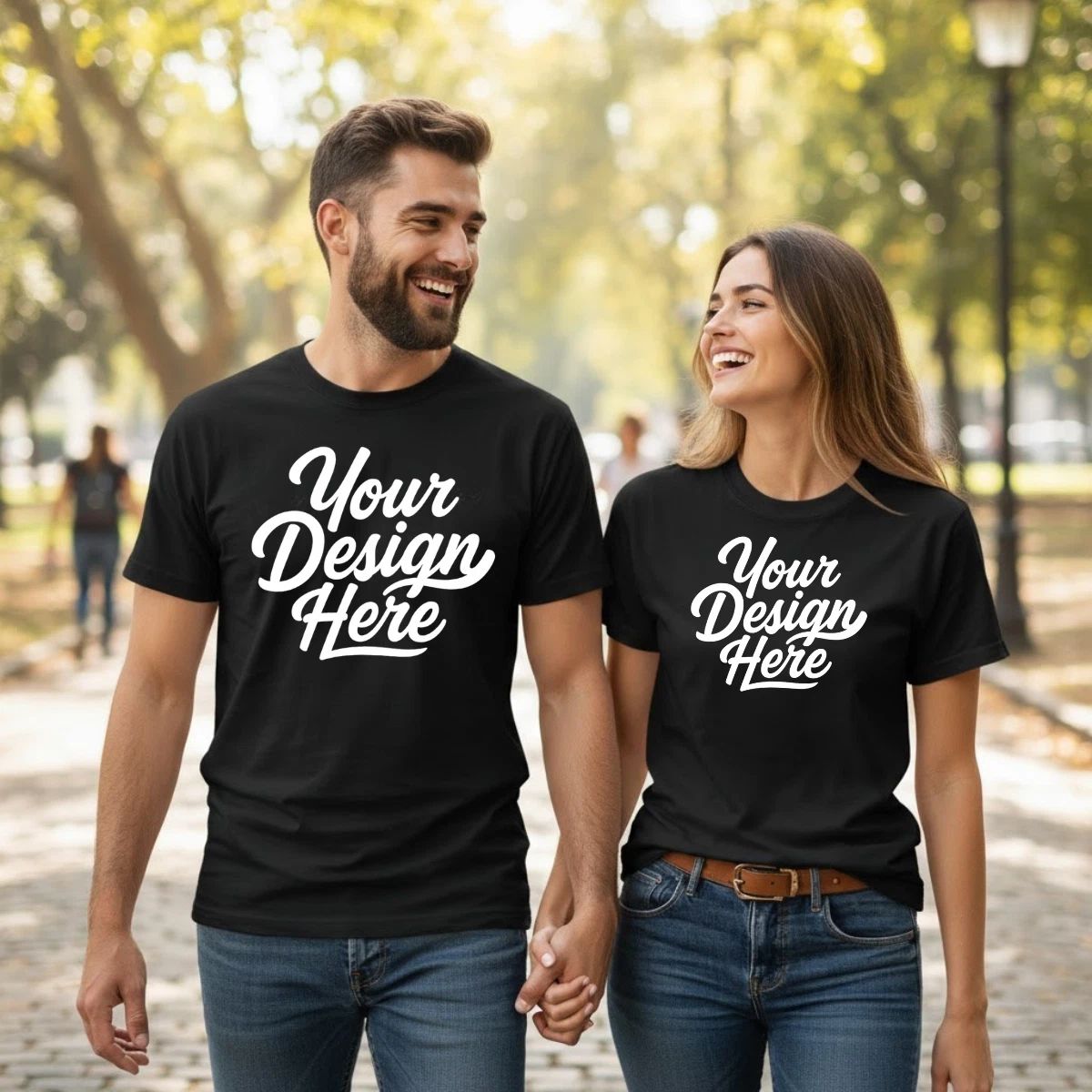 Personalised Couple T-Shirt Custom Design Photo Text Unique Gift for Him and Her Unisex T-shirt, Sweatshirt, Hoodie, Long Sleeve Tee - T-Shirt, Sweatshirt, Hoodie