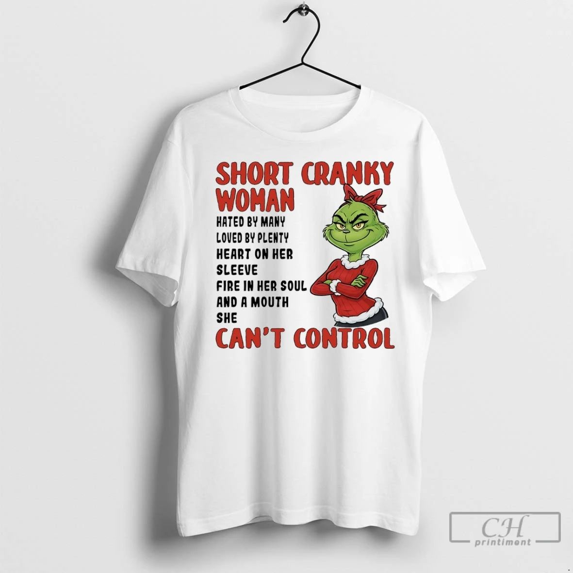 Premium Grinch Christmas Short Cranky Woman Hated By Many Loved Unisex T-shirt, Sweatshirt, Hoodie, Long Sleeve Tee - T-Shirt, Sweatshirt, Hoodie