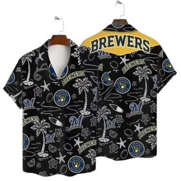 Milwaukee Brewers Tropical Nights Hawaiian Shirt Unisex T-shirt, Sweatshirt, Hoodie, Long Sleeve Tee - T-Shirt, Sweatshirt, Hoodie