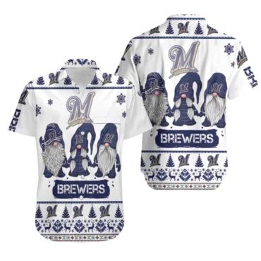 Milwaukee Brewers Festive Gnome Holiday Hawaiian Shirt Unisex T-shirt, Sweatshirt, Hoodie, Long Sleeve Tee - T-Shirt, Sweatshirt, Hoodie