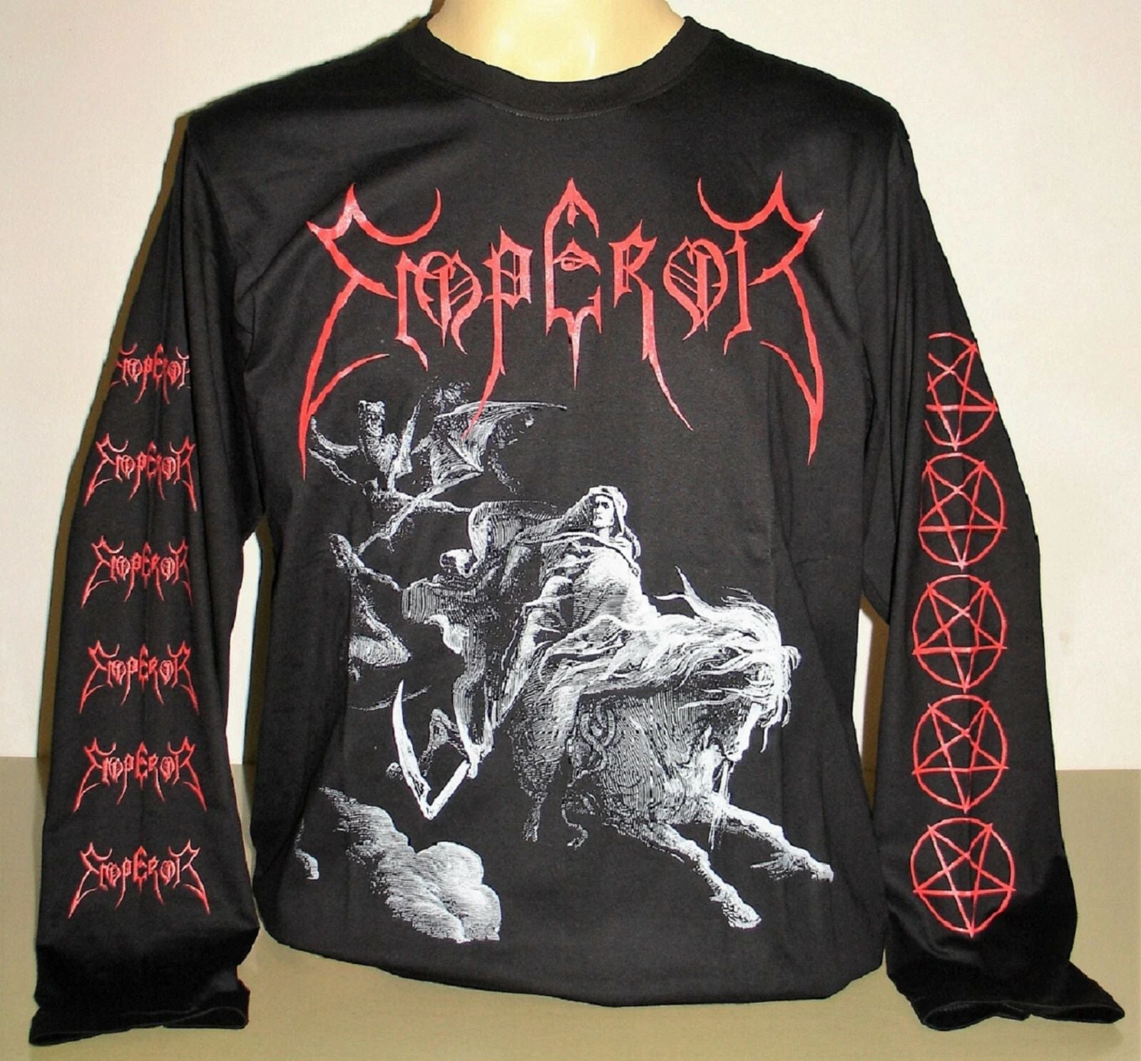 Emperor Rider Pentagram Long Sleeve T-Shirt Sz S M L XL 2XL 3XL Black Metal Band Unisex T-shirt, Sweatshirt, Hoodie, Long Sleeve Tee - T-Shirt, Sweatshirt, Hoodie