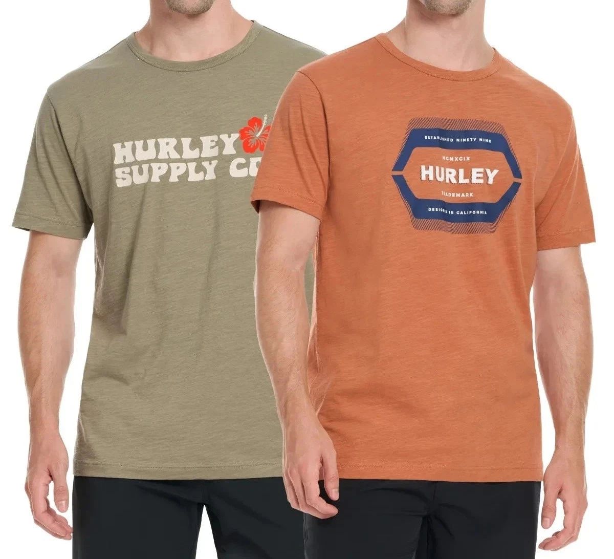 Hurley Men's Faded Orange/Green 2-Pack Slub Graphic Tee XXL Unisex T-shirt, Sweatshirt, Hoodie, Long Sleeve Tee - T-Shirt, Sweatshirt, Hoodie