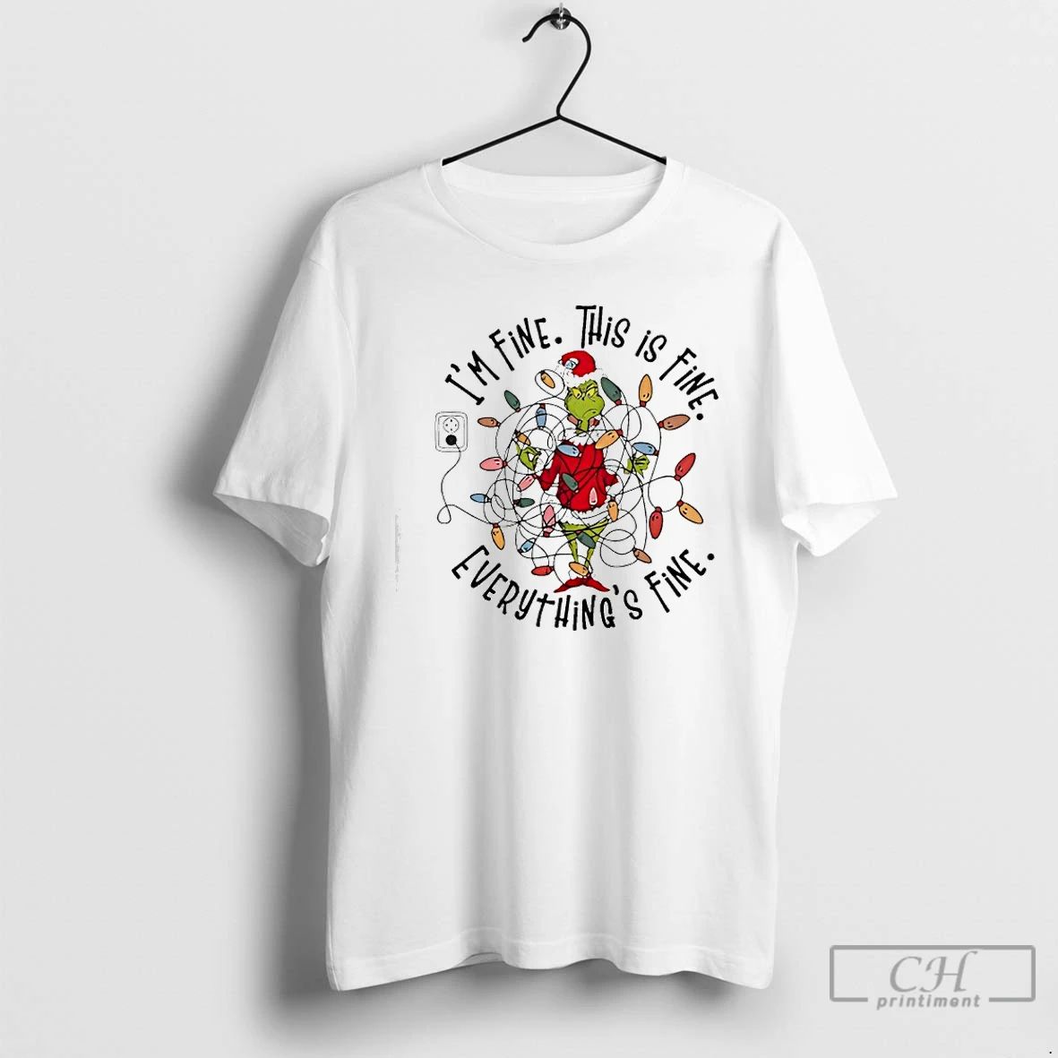 Premium Grinch Christmas Im Fine This Is Fine T Shirts Unisex T-shirt, Sweatshirt, Hoodie, Long Sleeve Tee - T-Shirt, Sweatshirt, Hoodie