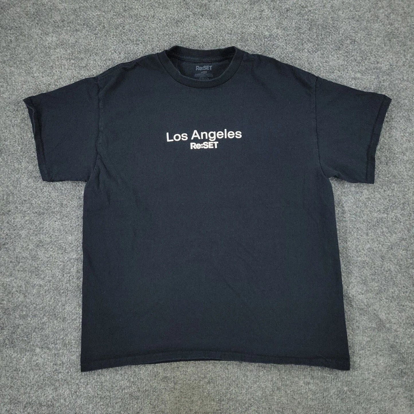 Re:SET Shirt Men's Large Black Los Angeles Graphic Tee Crew Neck Short Sleeve Unisex T-shirt, Sweatshirt, Hoodie, Long Sleeve Tee - T-Shirt, Sweatshirt, Hoodie