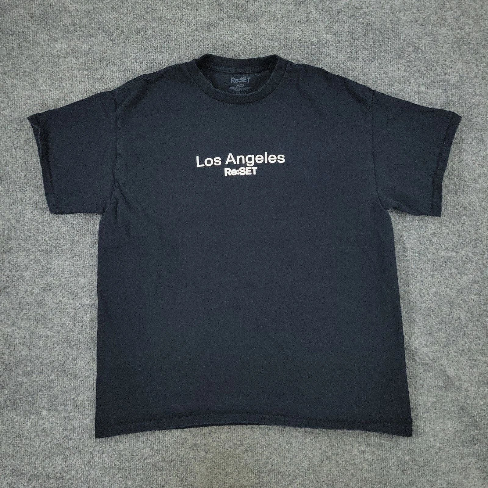 Re:SET Shirt Men's Large Black Los Angeles Graphic Tee Crew Neck Short Sleeve Unisex T-shirt, Sweatshirt, Hoodie, Long Sleeve Tee - T-Shirt, Sweatshirt, Hoodie