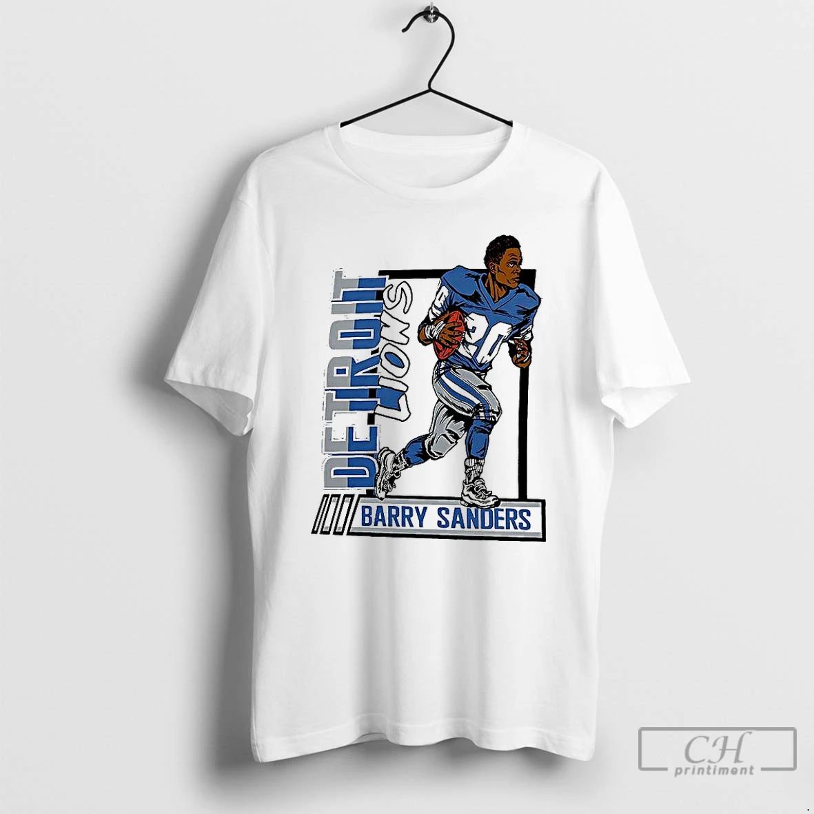 Premium Barry Sanders Blue Detroit Lions Football Caricature Retired Player T Shirts Unisex T-shirt, Sweatshirt, Hoodie, Long Sleeve Tee - T-Shirt, Sweatshirt, Hoodie