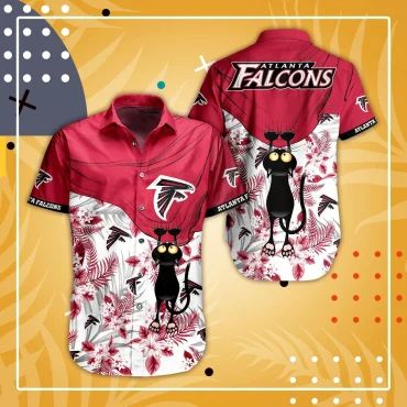 Atlanta Falcons Black Cat Hawaiian Shirt Unisex T-shirt, Sweatshirt, Hoodie, Long Sleeve Tee - T-Shirt, Sweatshirt, Hoodie