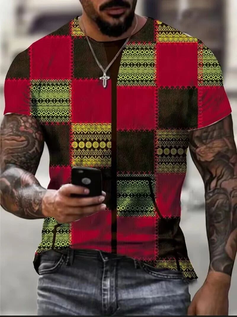 T Shirt Mens Green Red Black ColorBlock Fashion Geometric Graphic Print Stylish Unisex T-shirt, Sweatshirt, Hoodie, Long Sleeve Tee - T-Shirt, Sweatshirt, Hoodie