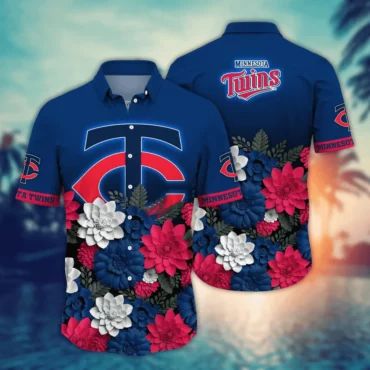 Minnesota Twins Bold Bloom Hawaiian Shirt Unisex T-shirt, Sweatshirt, Hoodie, Long Sleeve Tee - T-Shirt, Sweatshirt, Hoodie