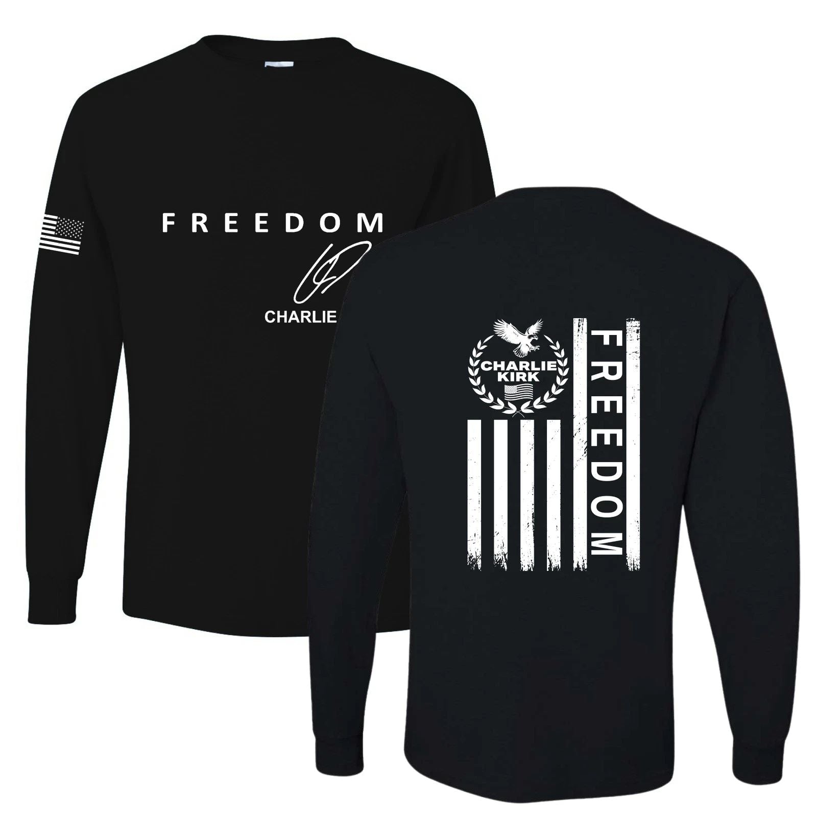 Charlie Kirk Freedom Mens Long Sleeve Shirt Unisex T-shirt, Sweatshirt, Hoodie, Long Sleeve Tee - T-Shirt, Sweatshirt, Hoodie