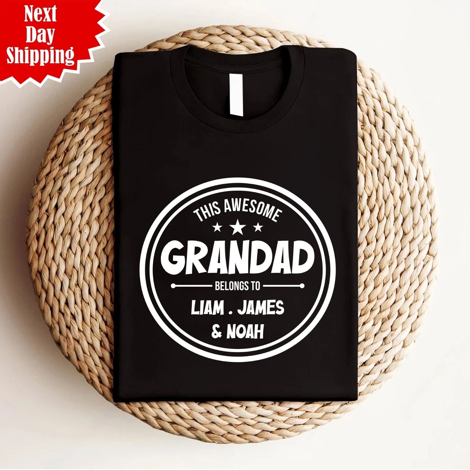 Personalised This Awesome Grandad Belongs To Printed Short Sleeve Unisex T Shirt Unisex T-shirt, Sweatshirt, Hoodie, Long Sleeve Tee - T-Shirt, Sweatshirt, Hoodie