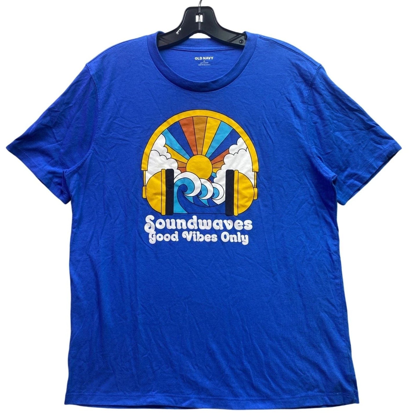 Old Navy Shirt Mens Medium Soundwaves Good Vibes Spell Out Everyday Streetwear Unisex T-shirt, Sweatshirt, Hoodie, Long Sleeve Tee - T-Shirt, Sweatshirt, Hoodie