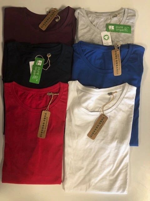 Organic Pure Cotton Men's Plain T-Shirt Short Sleeve  Crew Round Neck Top Casual Unisex T-shirt, Sweatshirt, Hoodie, Long Sleeve Tee - T-Shirt, Sweatshirt, Hoodie