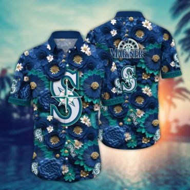 Seattle Mariners Palm Wave Hawaiian Shirt Unisex T-shirt, Sweatshirt, Hoodie, Long Sleeve Tee - T-Shirt, Sweatshirt, Hoodie