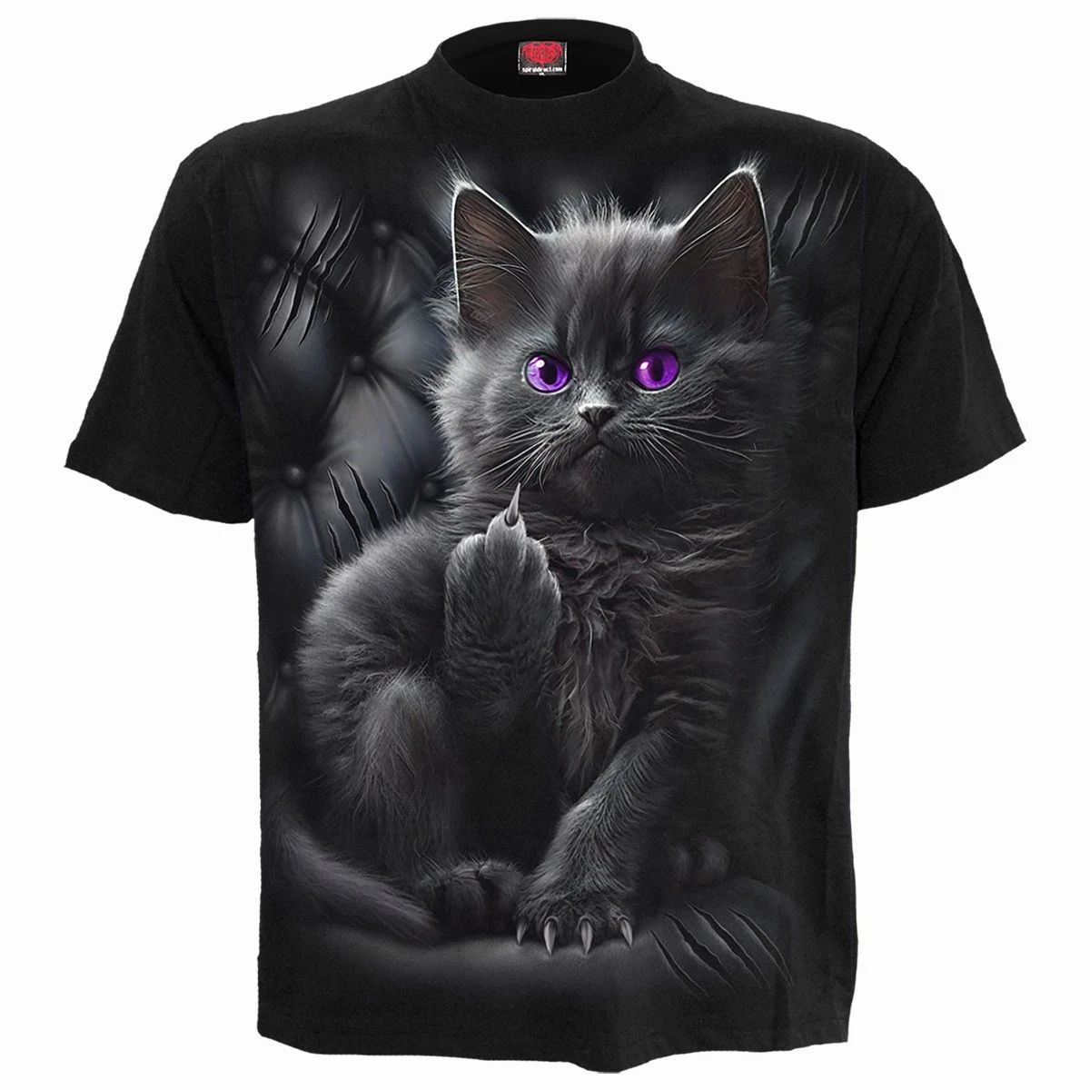 Spiral - CATTITUDE - Front Print T-Shirt Black Unisex T-shirt, Sweatshirt, Hoodie, Long Sleeve Tee - T-Shirt, Sweatshirt, Hoodie
