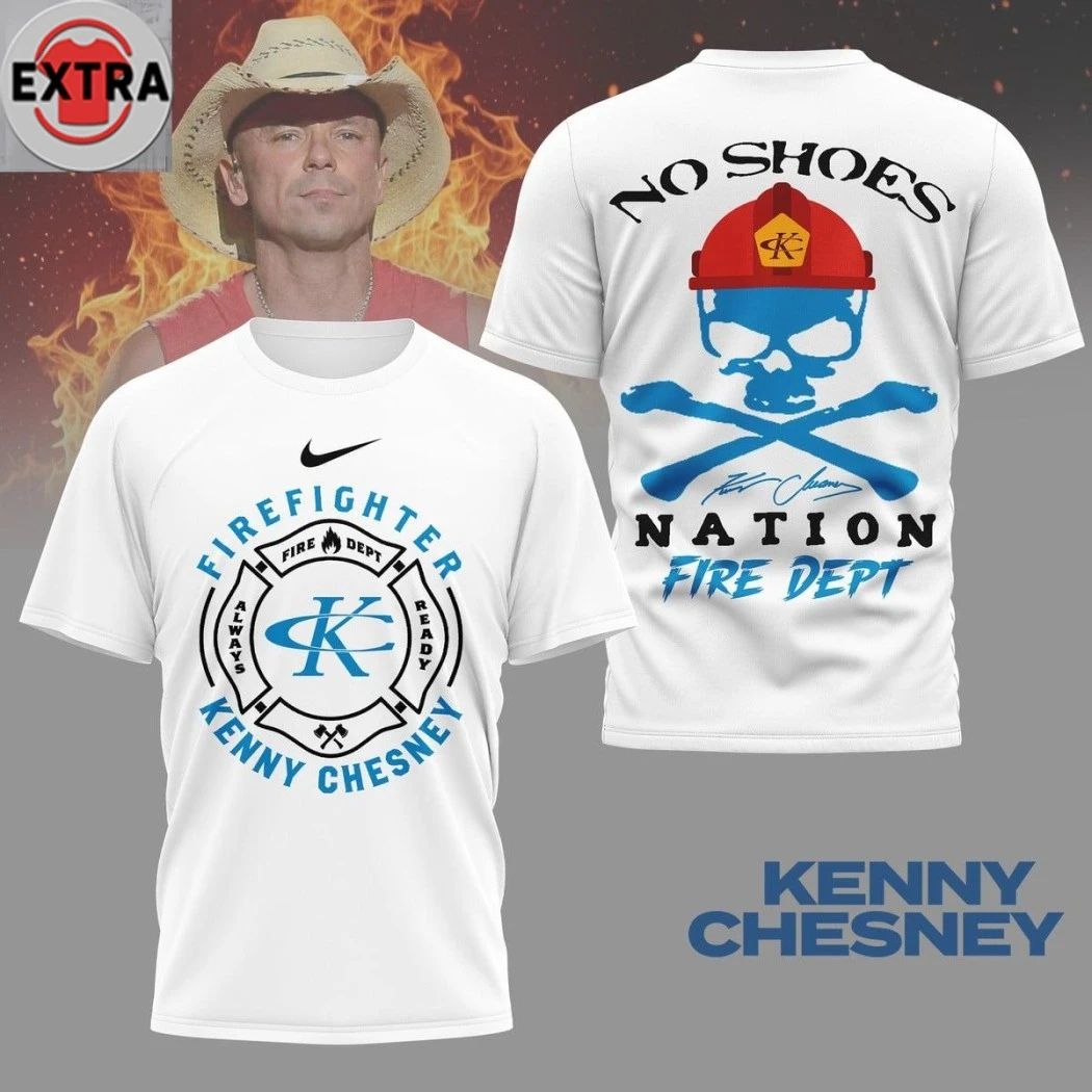 Kenny Chesney Firefighter No Shoes Nation Signature And Logo 2026 Two Sided T-Shirt Unisex T-shirt, Sweatshirt, Hoodie, Long Sleeve Tee - T-Shirt, Sweatshirt, Hoodie