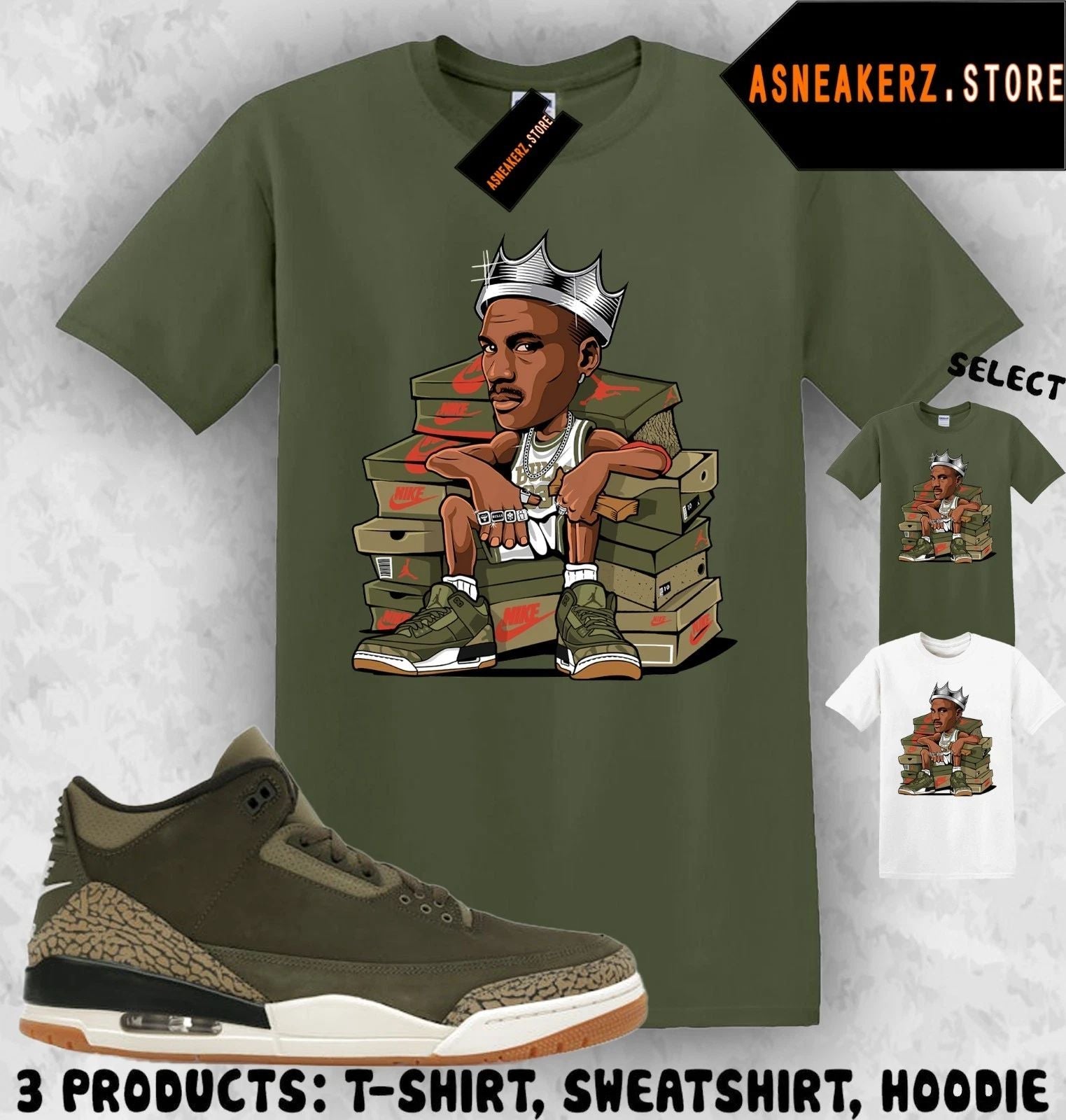 Tee Shirt Matching AJ 3 Family Affair Match Sneaker MJ Sneakerhead King T-Shirt Unisex T-shirt, Sweatshirt, Hoodie, Long Sleeve Tee - T-Shirt, Sweatshirt, Hoodie
