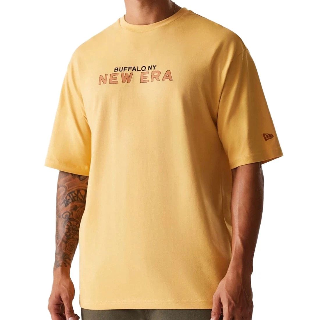 New Era Vacation Camping Graphic Oversized T-Shirt Buffalo NY Yellow Unisex T-shirt, Sweatshirt, Hoodie, Long Sleeve Tee - T-Shirt, Sweatshirt, Hoodie